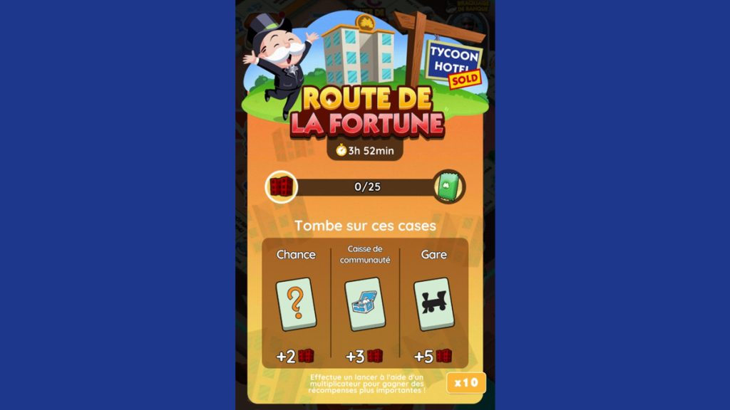 Route de la fortune Monopoly GO, paliers, récompenses et durée pour l’événement de mars 2024