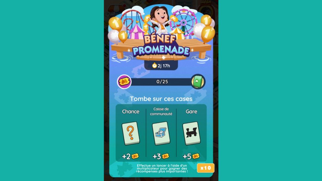 Bénef promenade Monopoly GO, paliers, récompenses et durée pour l’événement d’avril 2024