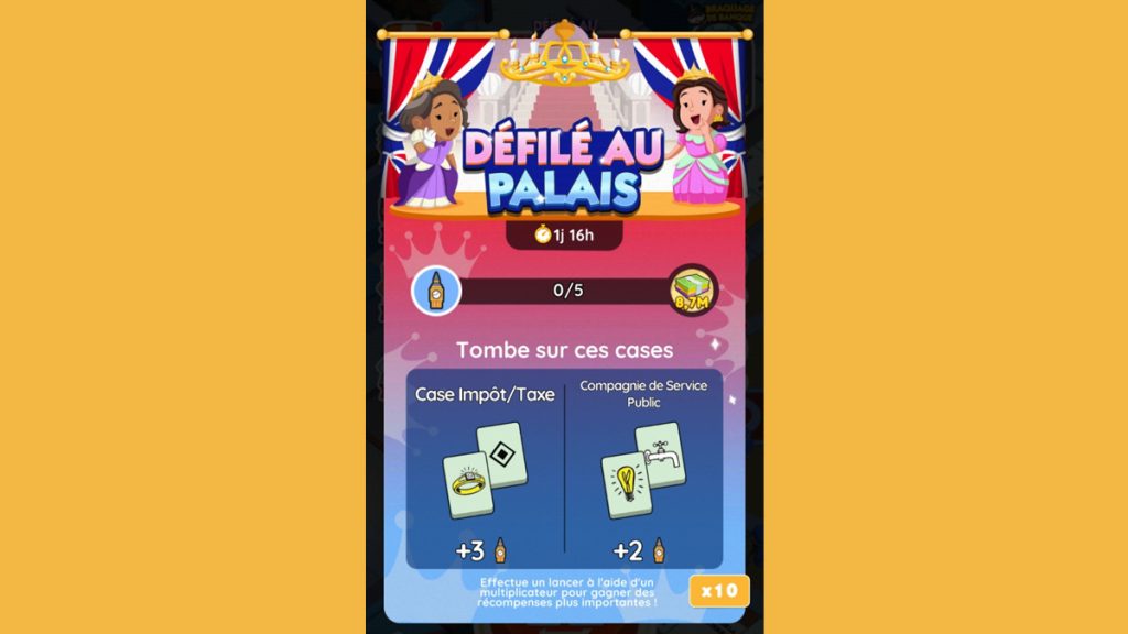 Défilé au palais Monopoly GO, paliers, récompenses et durée pour l’événement d’avril 2024