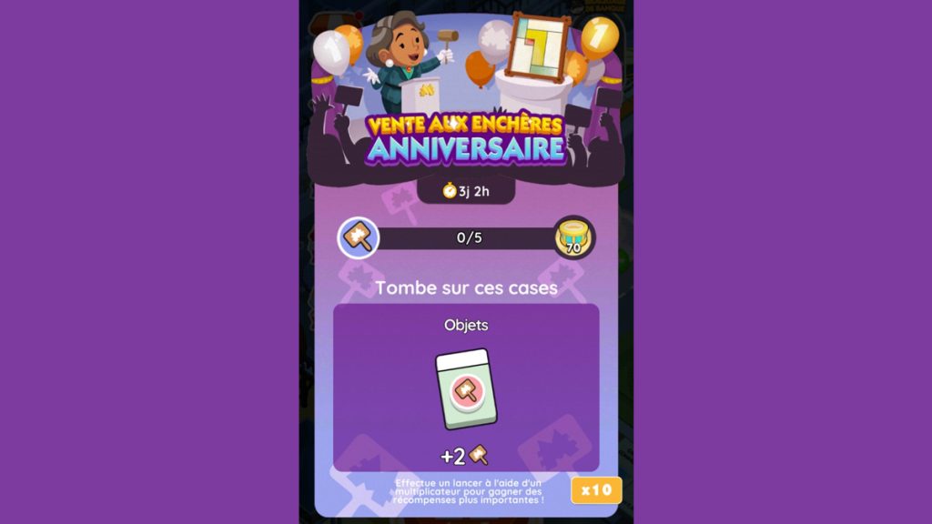 Vente aux enchères anniversaire Monopoly GO, paliers, récompenses et durée pour l’événement d’avril 2024