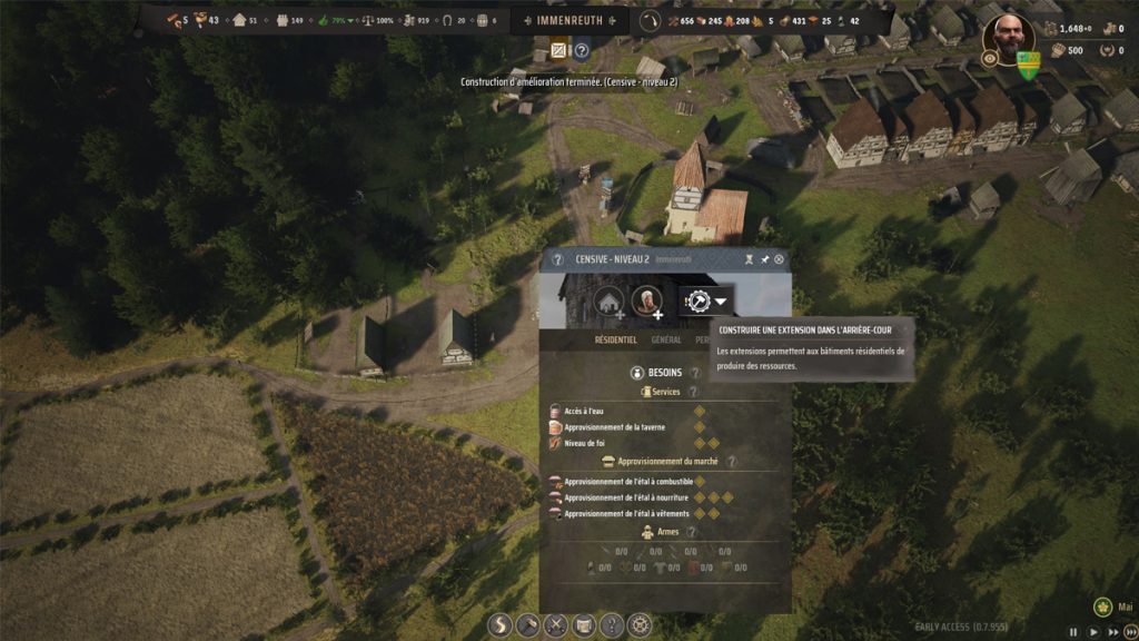 Manor Lords Burgage Plot Level 2, comment avoir des extensions de niveau 2 pour les censives ?