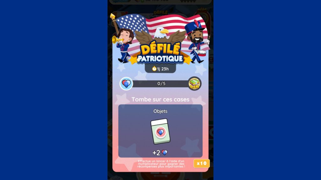 Défilé patriotique Monopoly GO, paliers, récompenses et durée pour l’événement de mai 2024