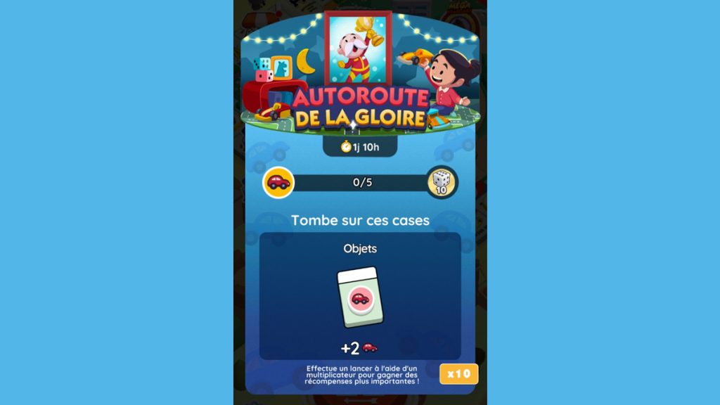 Autoroute de la gloire Monopoly GO, paliers, récompenses et durée pour l’événement de juin 2024
