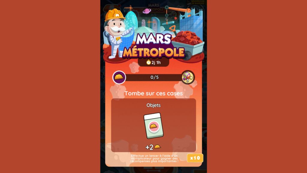 Mars Métropole Monopoly GO, paliers, récompenses et durée pour l’événement de juin 2024