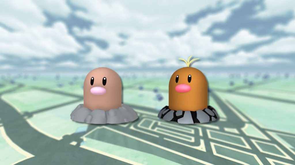 Taupiqueur (shiny) et Taupiqueur d’Alola dans les Heures de Pokémon Vedette sur Pokémon GO