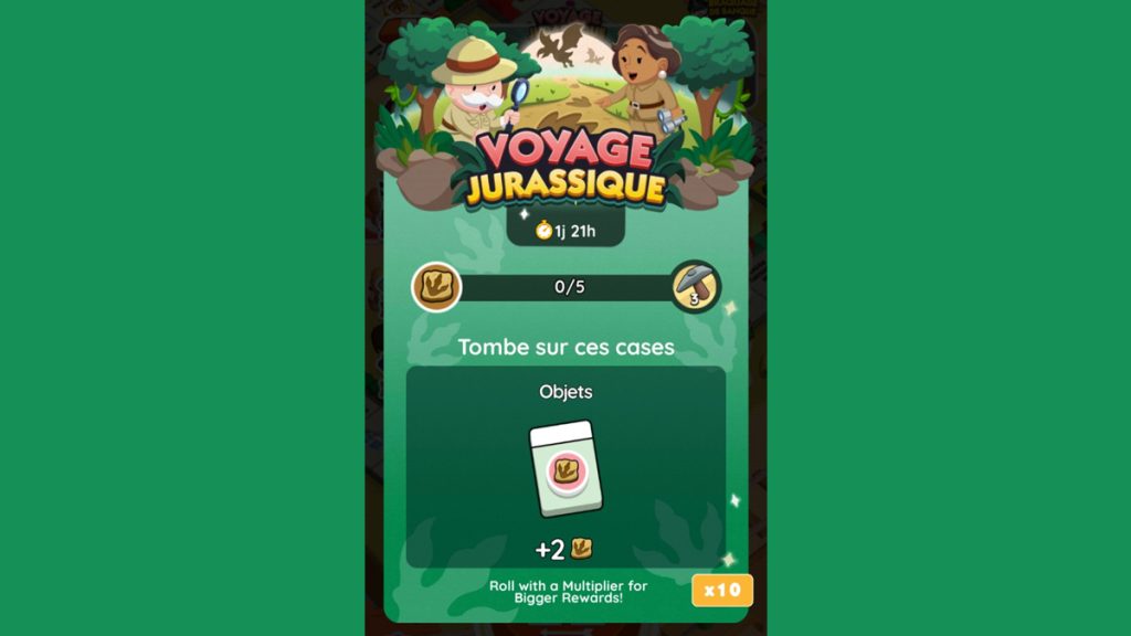 Voyage jurassique Monopoly GO, paliers, récompenses et durée pour l’événement d’août 2024