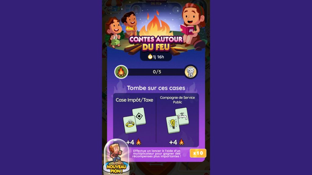 Contes autour du feu Monopoly GO, paliers, récompenses et durée pour l’événement de septembre 2024